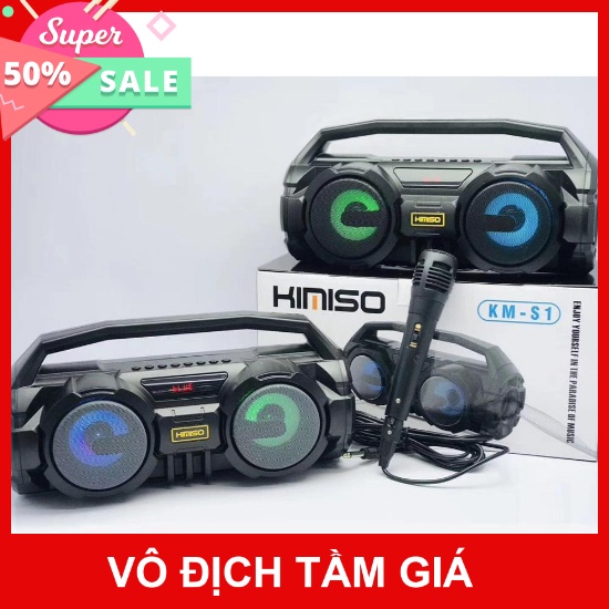 Loa karaoke bluetooth bass mạnh Kimiso KM-S1 KM-S2 nghe nhạc FM kết nối điện thoại máy tính tivi tặng kèm micro có dây