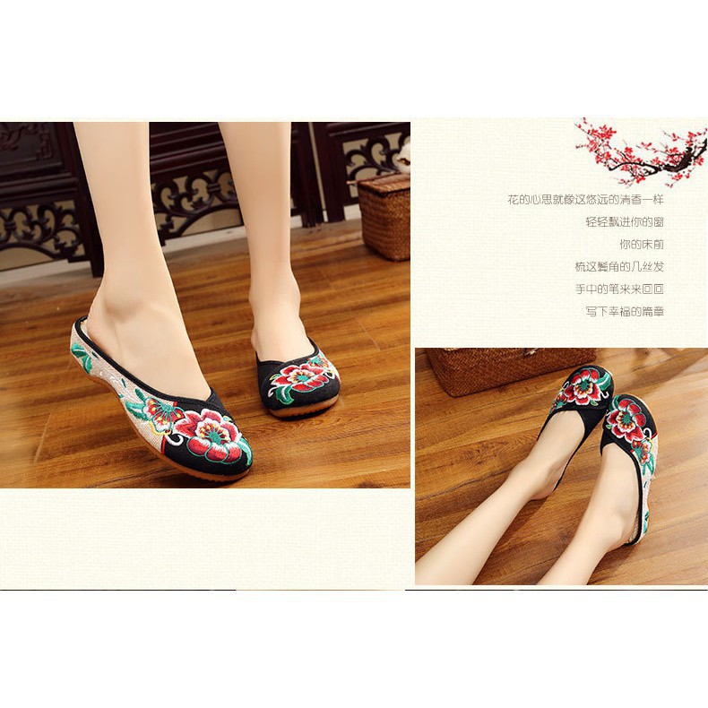 [ Mã 66CBSALE giảm 30K đơn 200K] Giày búp bê thêu họa tiết hoa phong cách Trung Hoa thanh lịch dành cho nữ | BigBuy360 - bigbuy360.vn