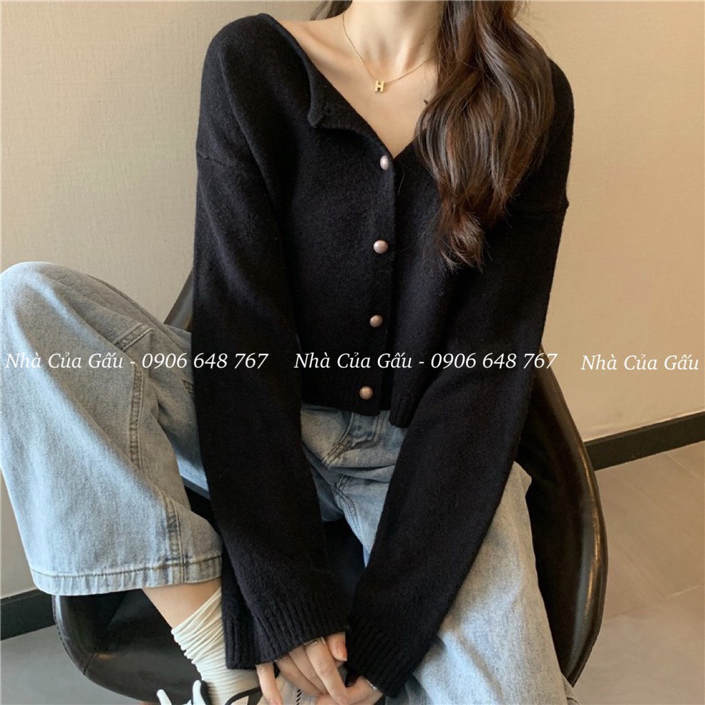 Áo khoác cardigan len cổ tròn, cúc tròn đẹp quên lối về nè