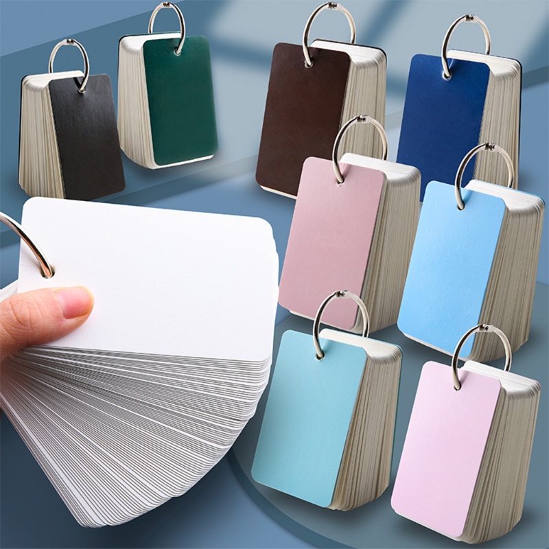 Bộ 100 Thẻ Giấy Ghi Chú Kèm Vòng Sắt Có Thể Gấp Lại Tiện Dụng DIY
