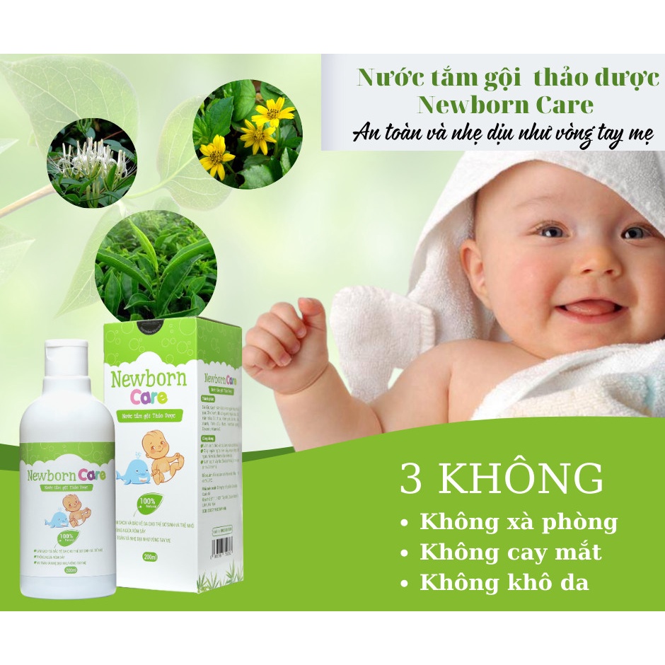 Nước Tắm thảo dược Newborn Care Làm sạch và bảo vệ da bé và cả gia đình khỏi Covid (220ml)