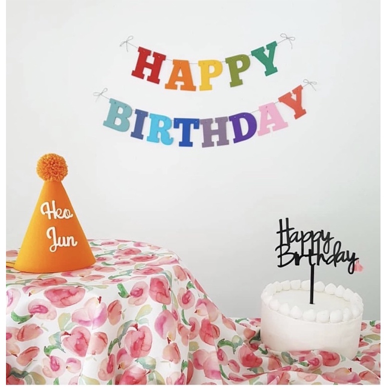 Dây chữ happy birthday bằng nỉ màu sắc trang trí sinh nhật