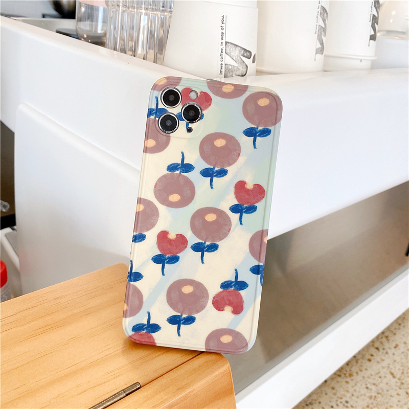 INUO--Applicable iPhone12 oil painting graffiti 11ProMax mobile phone case XR Apple SE flowers Xs silicone 7/8Plus-LQ