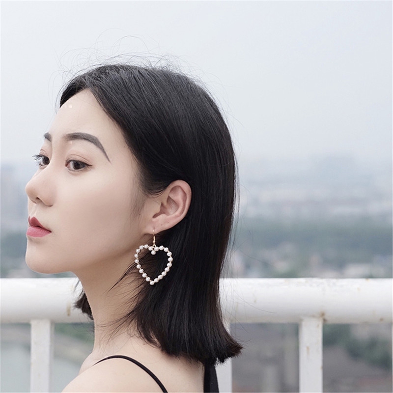 Khuyên tai hình trái tim phong cách Hàn Quốc thanh lịch cho nữ
