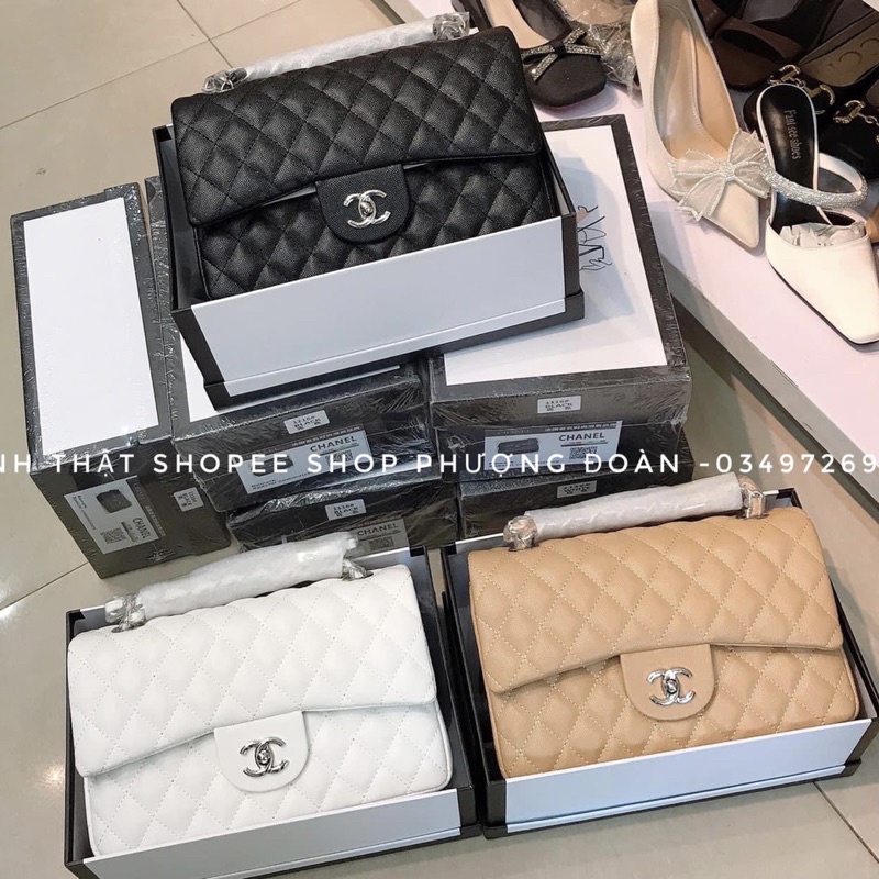 [FULL BOX VIP] Túi classsicc size 25cm trần ô da sần có Da test nguyên miếng