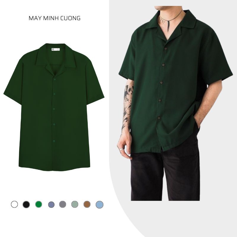 Áo sơ mi tay ngắn nam nữ form rộng Giá Sinh Viên Tận Xưởng vải lụa unisex SMV