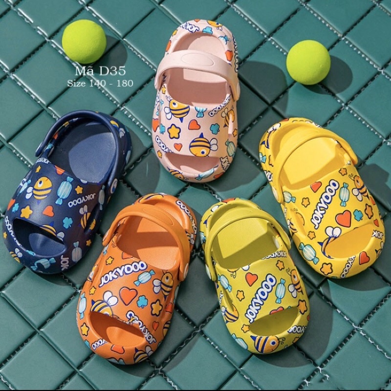 Dép sục siêu nhẹ cho bé 1 - 5 tuổi hở mũi hình con ong dễ thương có quai hậu chống trơn trượt hàng chuẩn cao cấp