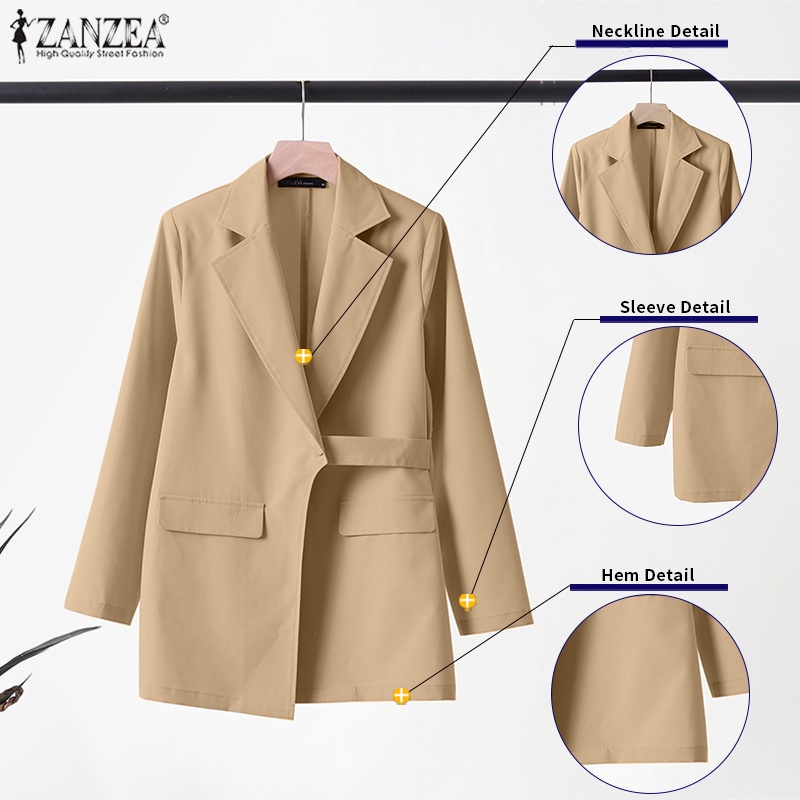 Zanzea Áo Khoác Blazer Dài Tay Màu Trơn Thời Trang Nữ Tính