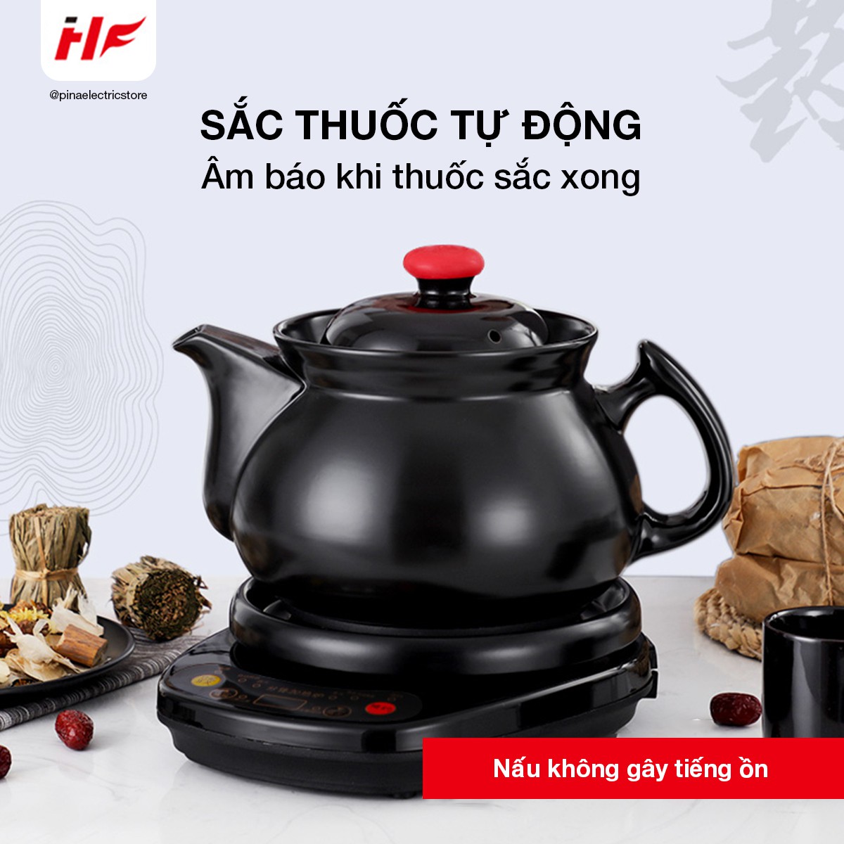 Ấm sắc thuốc bắc điện tự động thông minh bằng gốm sứ HF FTS-10A (2L/4.5L/ 5.5L/ 6.5L/ 7L) - Hàng chính hãng 100%