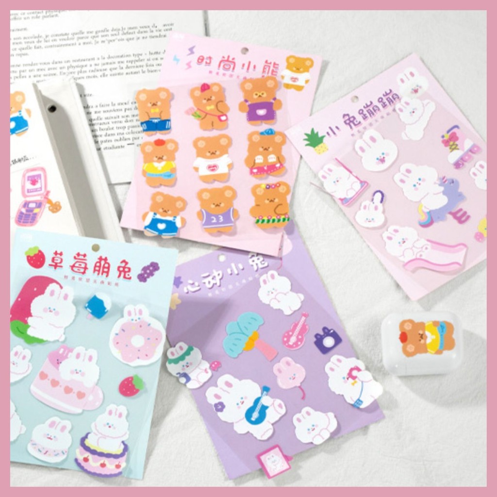 STICKER GẤU THỎ LITTLE BEAR SIÊU YÊU (8 MẪU)