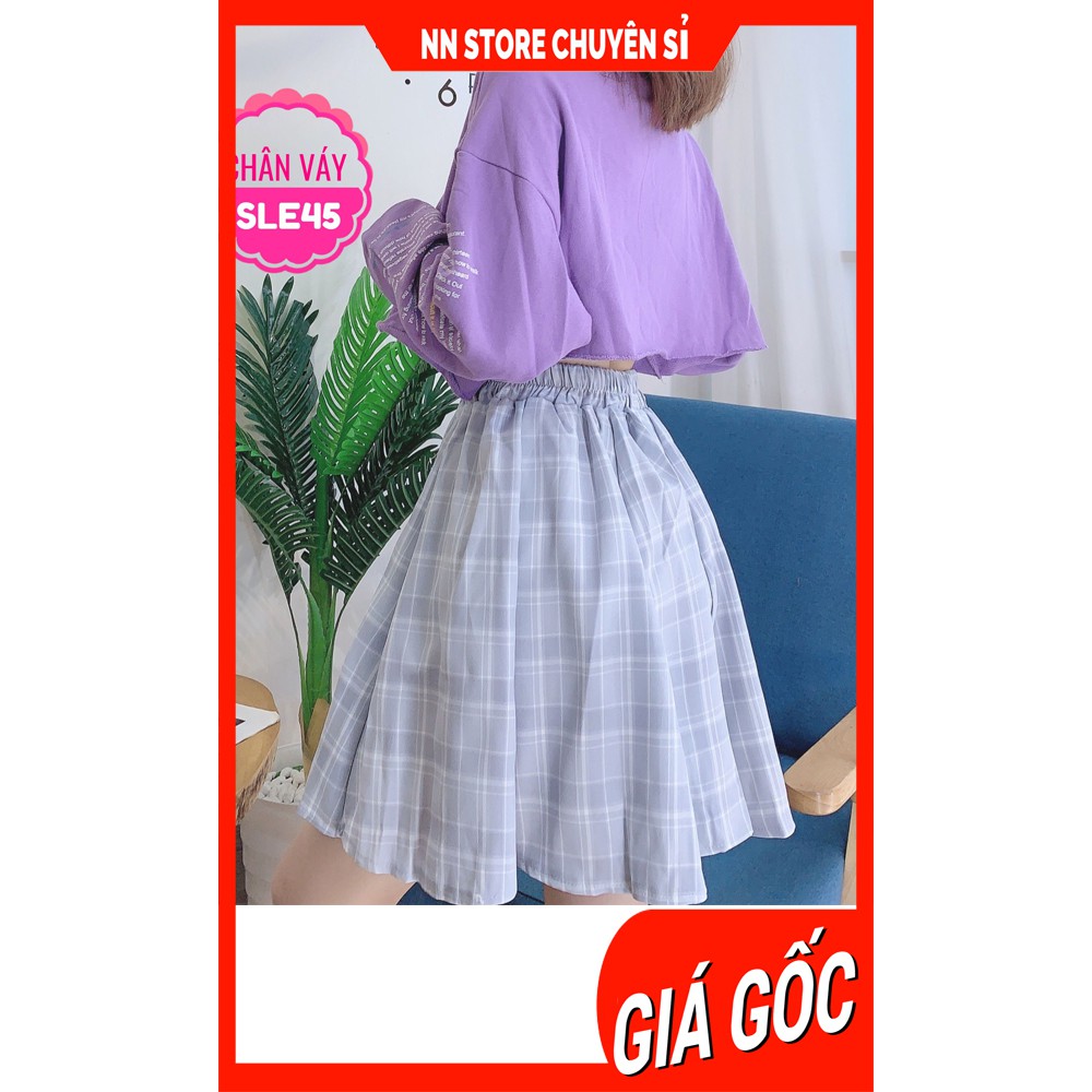 CHÂN VÁY CARO LƯNG THUN SLE45 ⚡ẢNH THẬT⚡ CHÂN VÁY XÒE CARO NGẮN