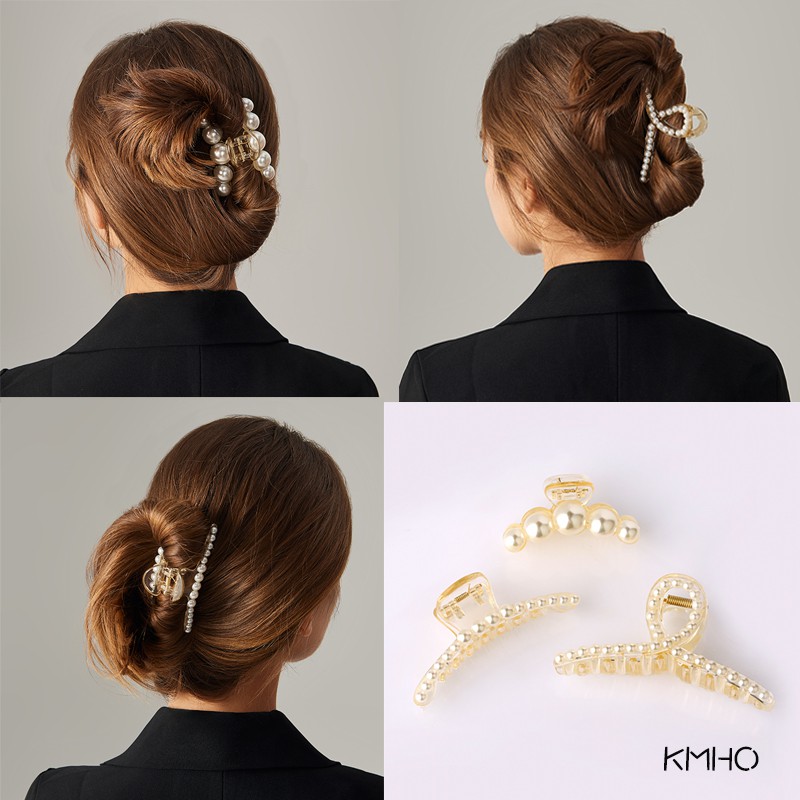 KMHO gấp tóc ins fashion Kẹp tóc càng cua đính ngọc bẹt thời trang Hàn Quốc cho nữ kẹp tóc phụ kiện tóc trang sức hàn quốc