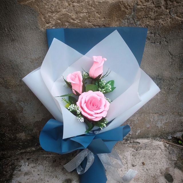 Bó hoa giấy nhún 3 bông dễ thương