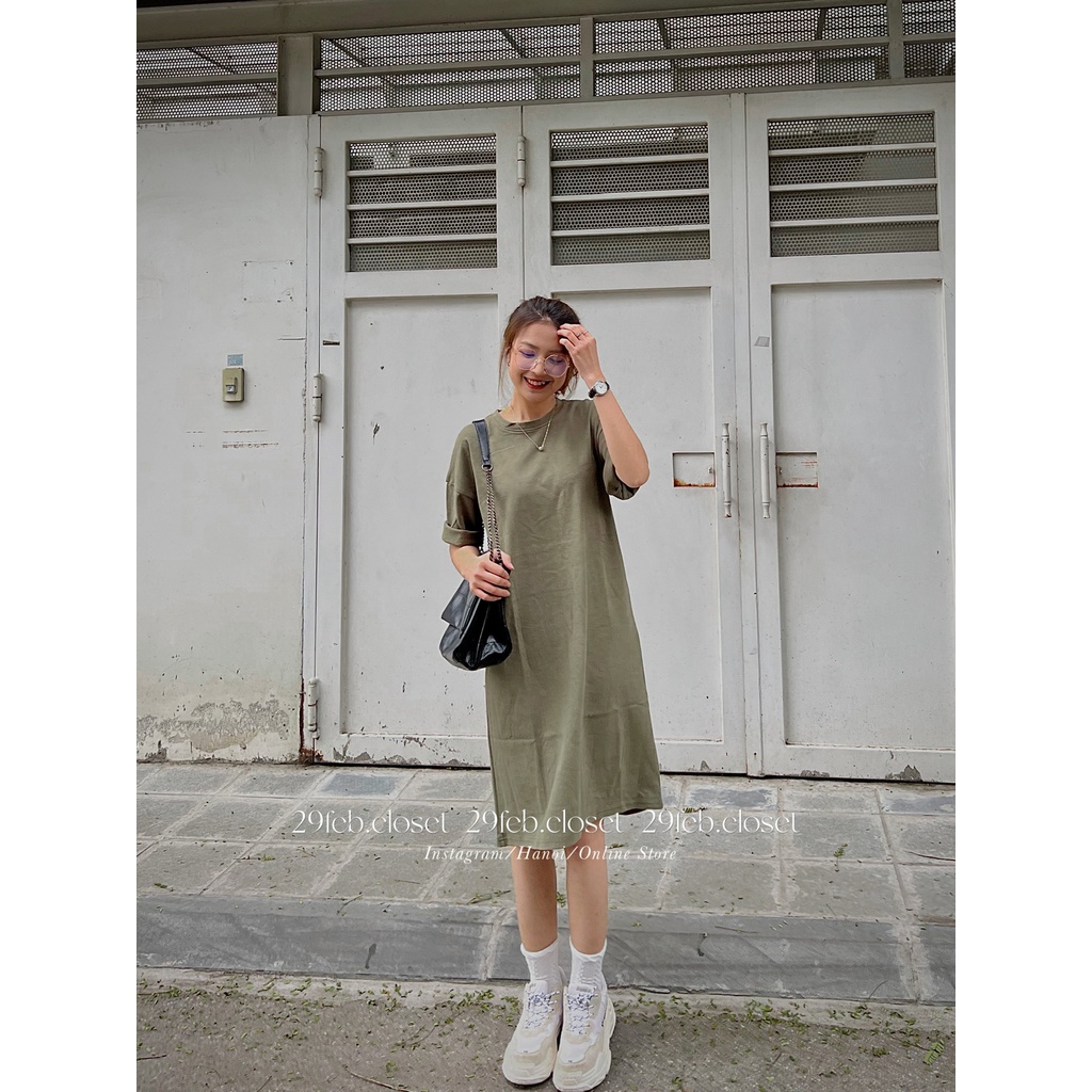 [Ảnh thật/Video] Váy suông trơn cotton dáng dài tay lỡ oversize tag 3158- 29feb.closet - V4
