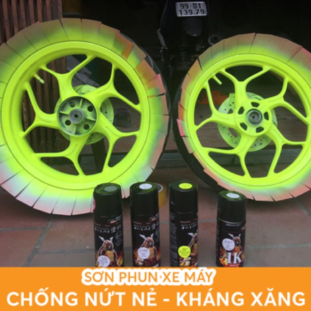 56 _ Chai sơn xịt sơn xe máy Samurai 56** màu vàng huỳnh quang  _ Fluorescent Yellow  sơn mâm xe máy và nhựa