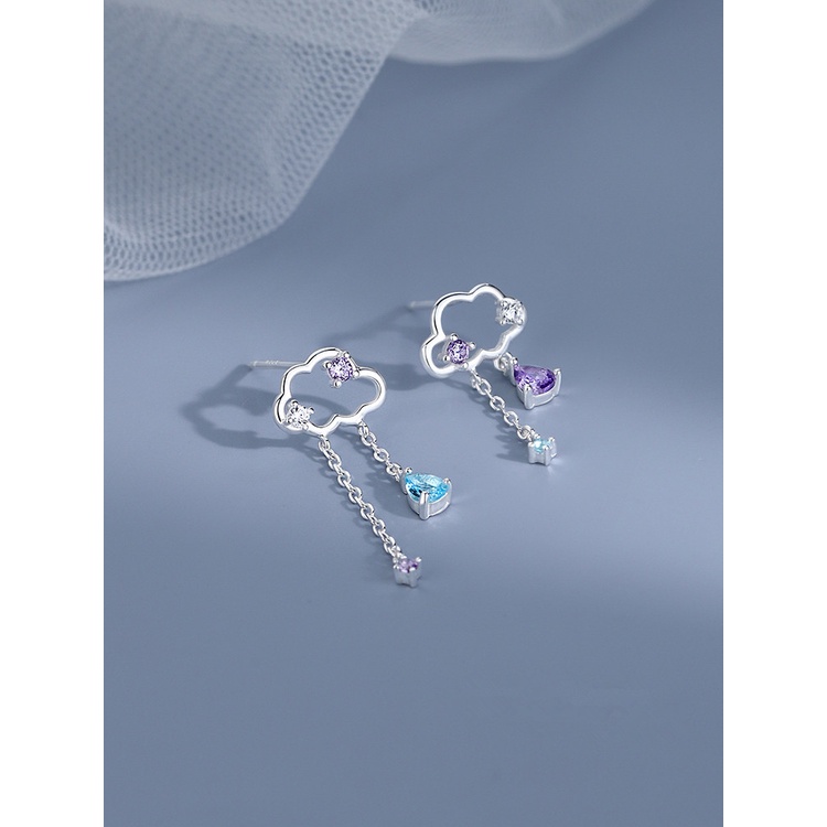 Nzjr Đôi Bông Tai Mạ Bạc 925 Hình Đám Mây Thời Trang Sang Trọng