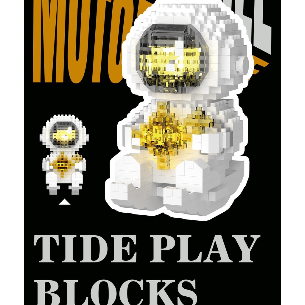 Đồ Chơi Khối Lắp Ráp Phi Hành Gia Hoạt Hình bập bênh Có Đèn Phát Sáng Dành Cho bé