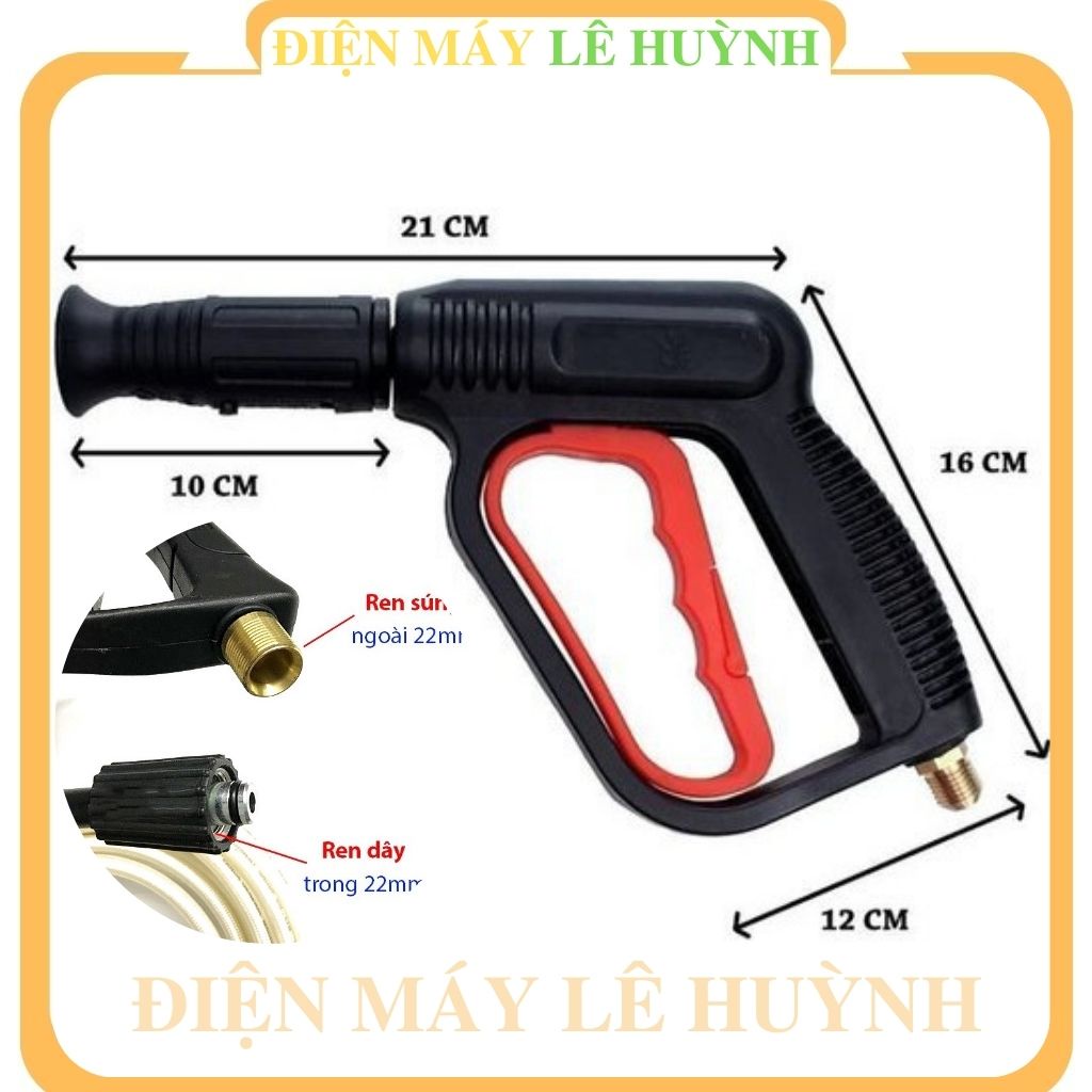 Đầu súng dây rửa xe máy ô tô tưới cây tăng áp lực cao xịt phun bọt tuyết cầm tay Ren 22mm (cò đỏ)