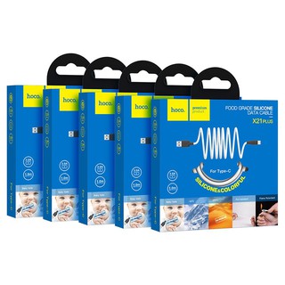 Cáp sạc type c hoco x21 plus dây silicon mềm dẻo chống cháy dài 1m - bh 1 năm