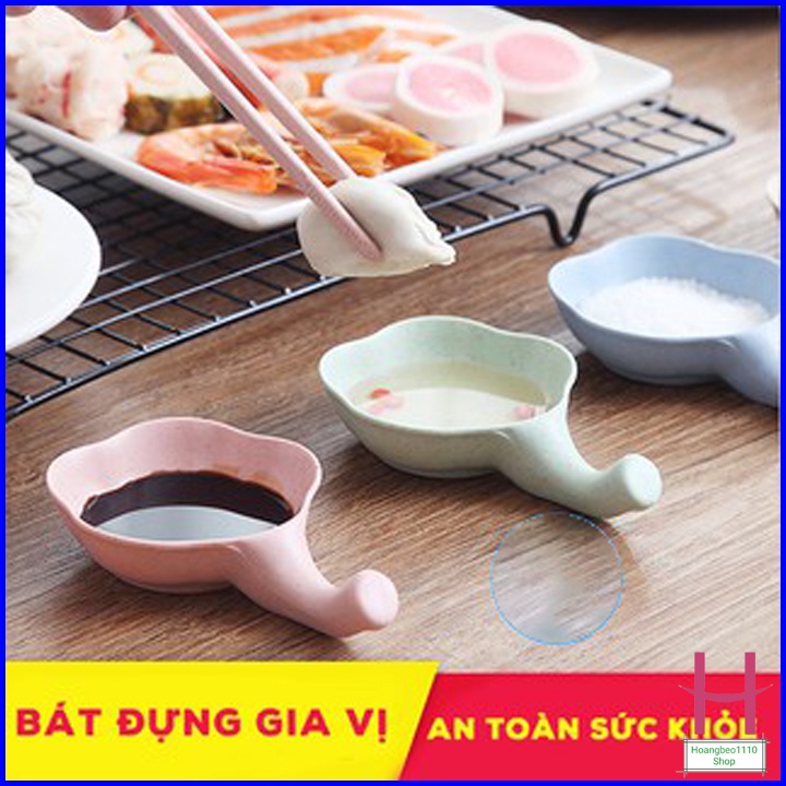 Bát lúa mạch mini đựng gia vị có tay cầm - gác đũa - Chén đựng nước chấm, đồ ăn dặm nhiều màu xinh { H }