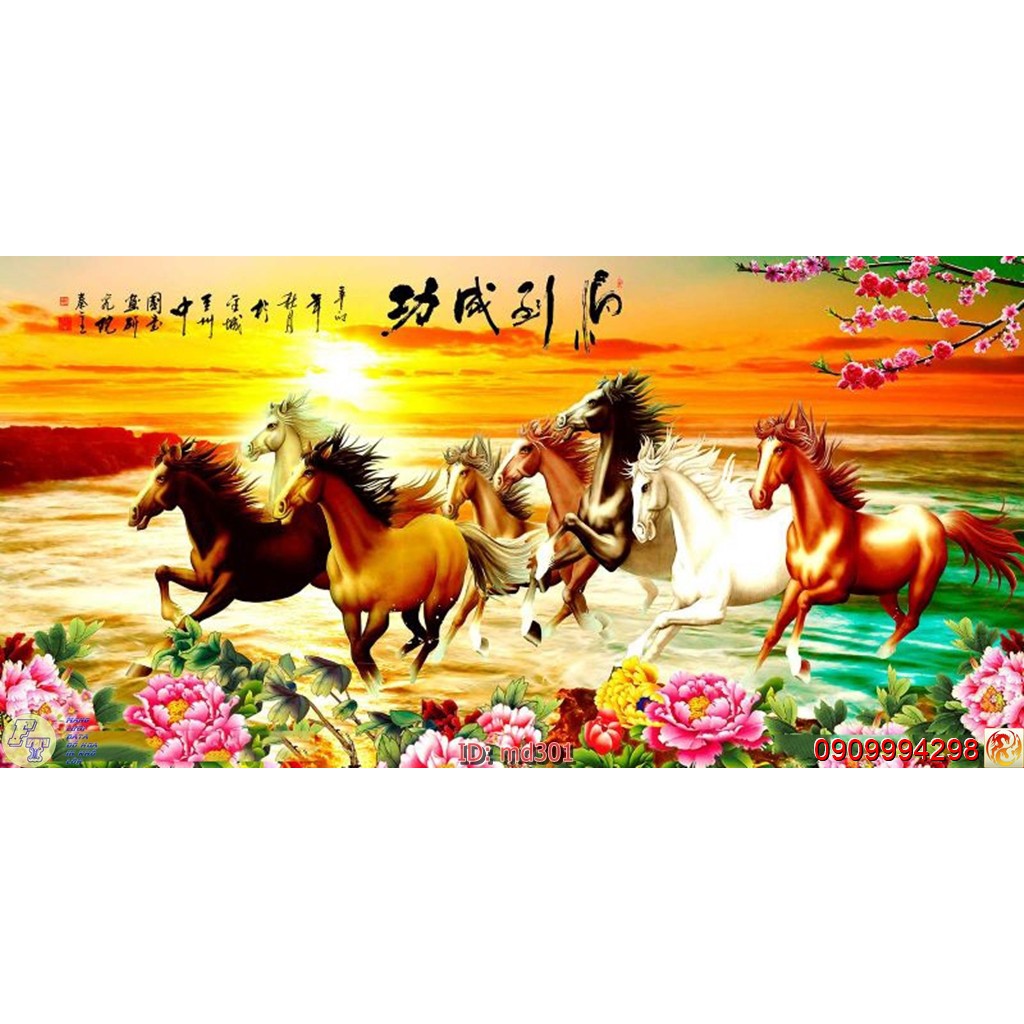 MÃ ĐÁO THÀNH CÔNG, TRANH NGỰA, TRANH DÁN TƯỜNG SONG LONG DECOR 3D