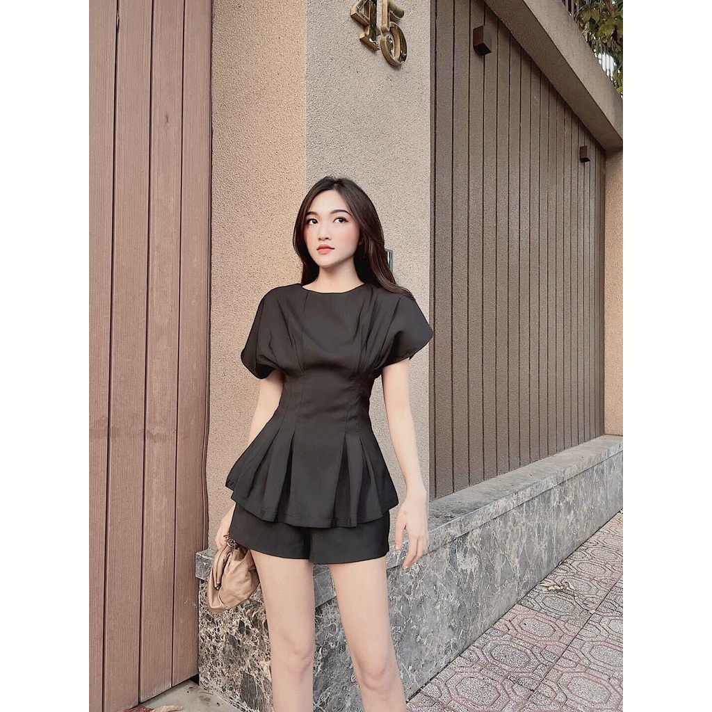 Set bộ thiết kế áo chick ly eo tay cánh dơi tôn dáng 40-62kg, Mã SP T84