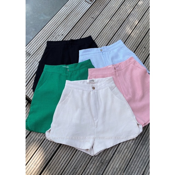 Quần short vải cut out vạt bầu the.sweaterweather TSW (ảnh thật)