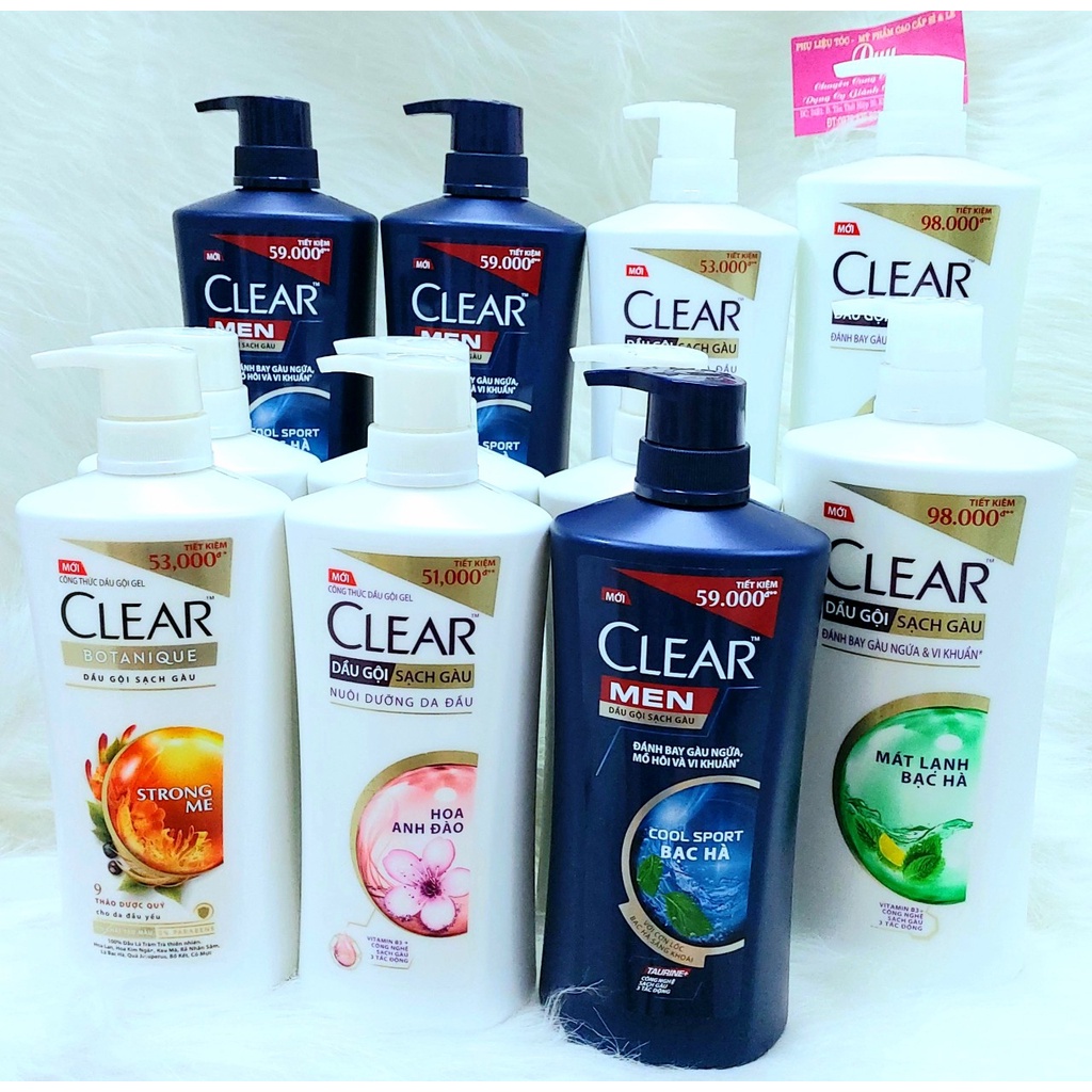 Dầu Gội Đầu Clear Men và Clear Đủ Loại 650ml & 900ml Đánh Bay Gàu ,Ngứa Và Ngăn Rụng Tóc.