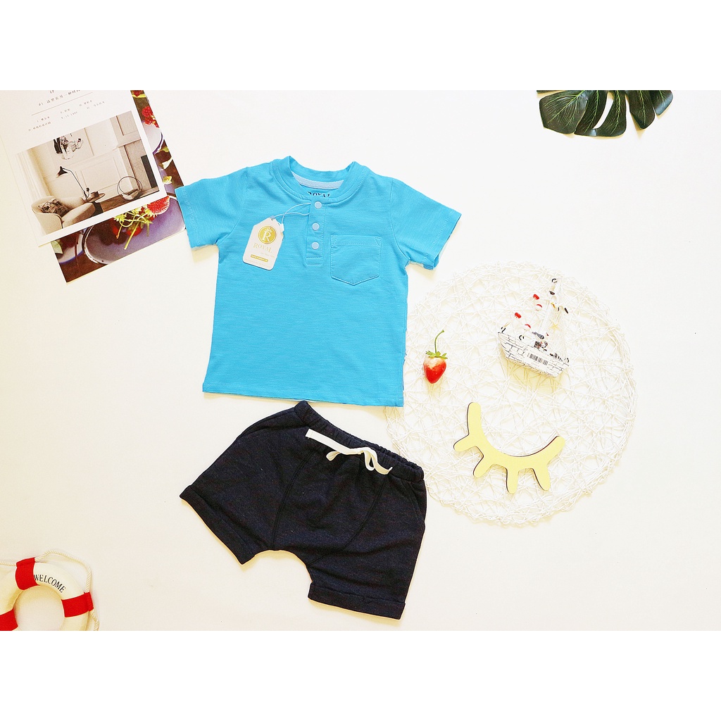 Áo Thun cotton cổ tròn Xanh Ngọc cho Bé( 5-21kg)- Royal KIDS