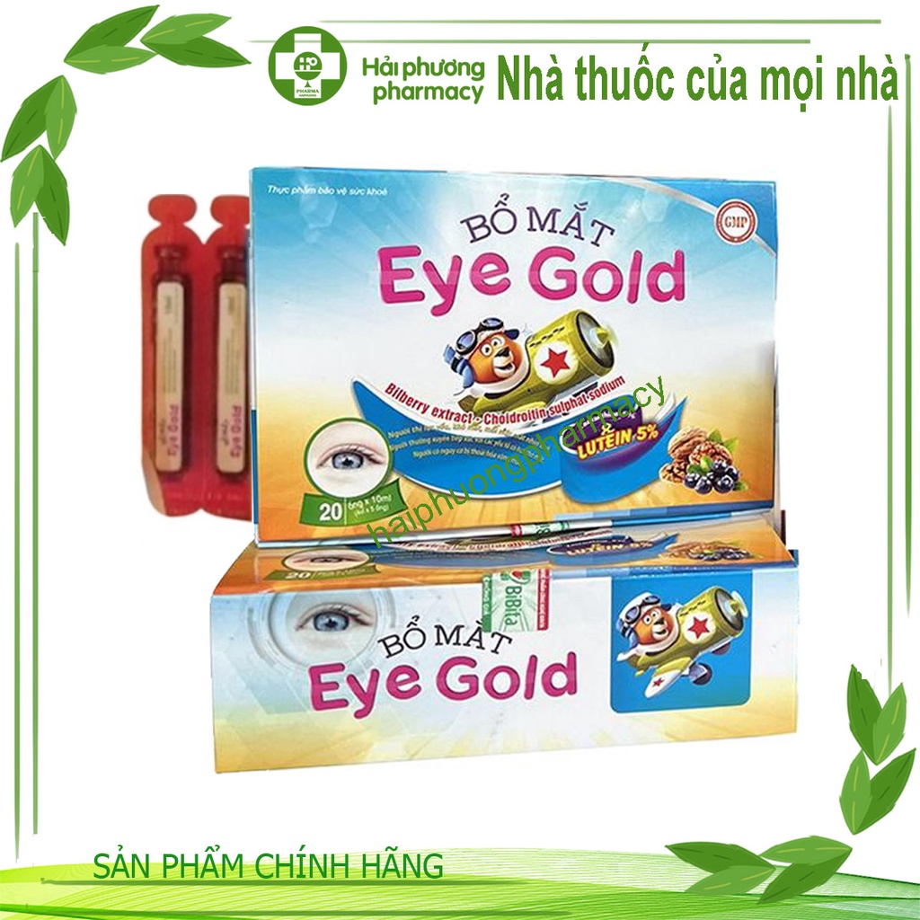 Bổ mắt Eye Gold hộp 20 ống giúp giảm mỏi mắt, khô mắt, cải thiện thị lực trẻ từ 6m hộp 20 ống