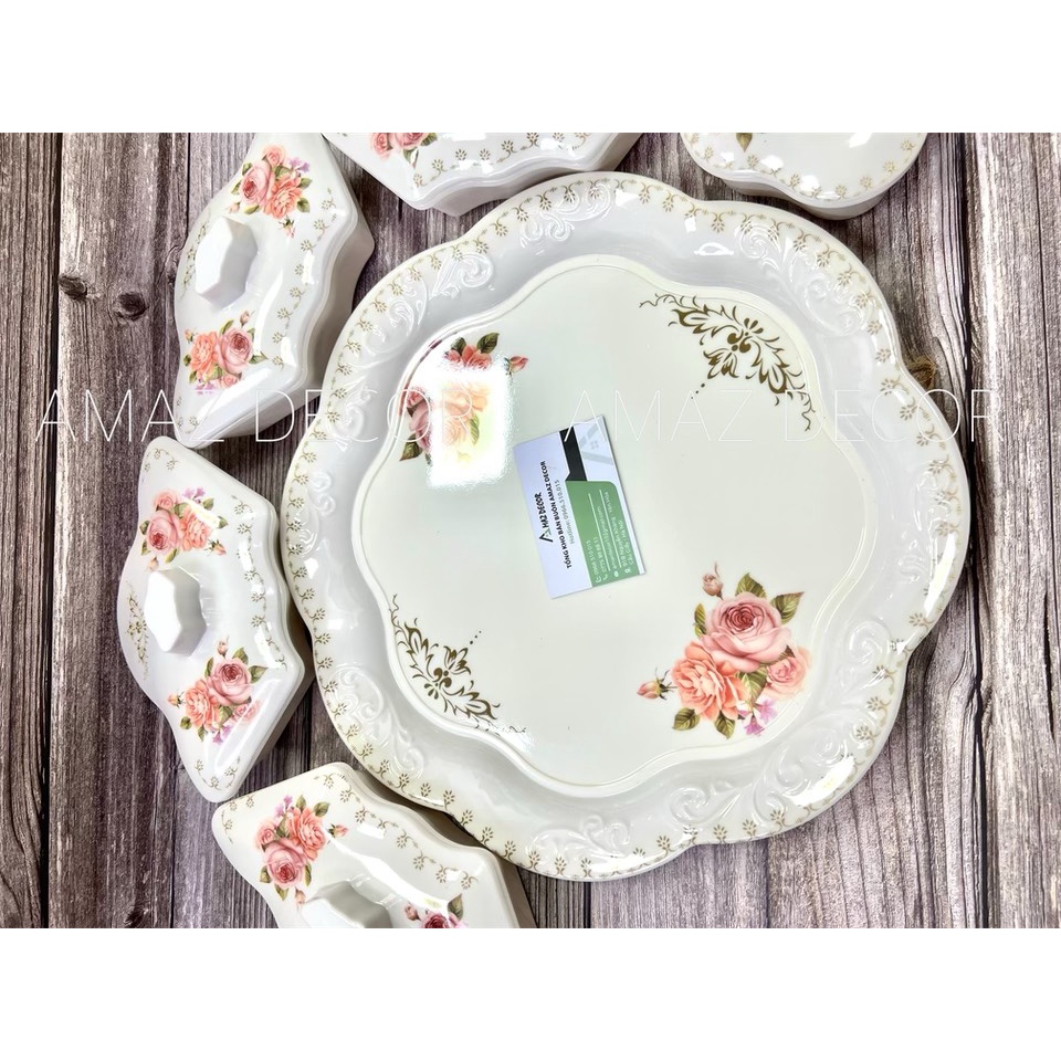 SALE NGHỈ TẾT Khay hộp đựng mứt tết bánh kẹo hoa quả sấy khô đẹp nhựa phíp hình tròn mẫu mã đa dạng nhiều kiểu mới