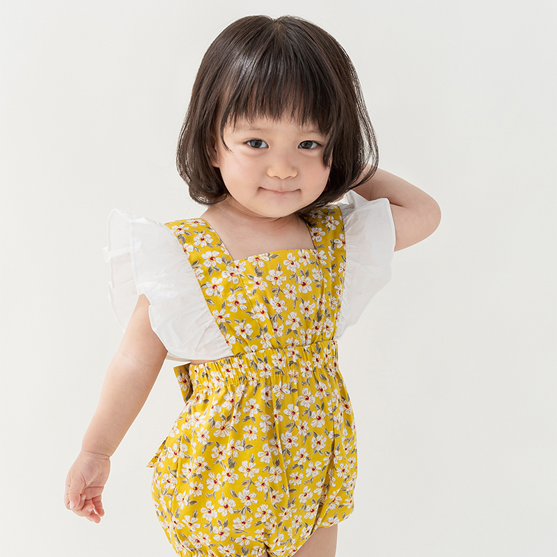 Áo liền quần bé gái họa tiết hoa nhiều màu sắc dễ thương