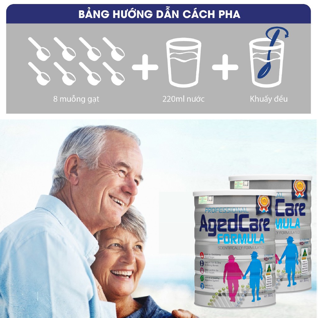 Sữa Bột Hoàng Gia Úc AGED CARE FORMULA Bổ Sung Dinh Dưỡng Cho Người Trên 40 Tuổi 900g