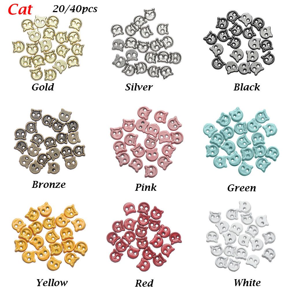 Set 20/ 40 nút kim loại họa tiết hoạt hình để làm đồ thủ công cỡ 4mm với nhiều màu sắc tùy chọn