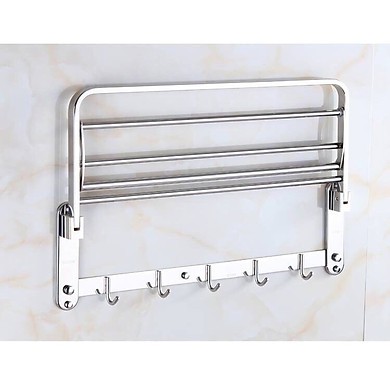 Kệ Treo Khăn Tắm INOX SUS304 lắp đặt khoan tường tặng kèm Vít , Giá vắt khăn phòng tắm đa năng tiện dụng