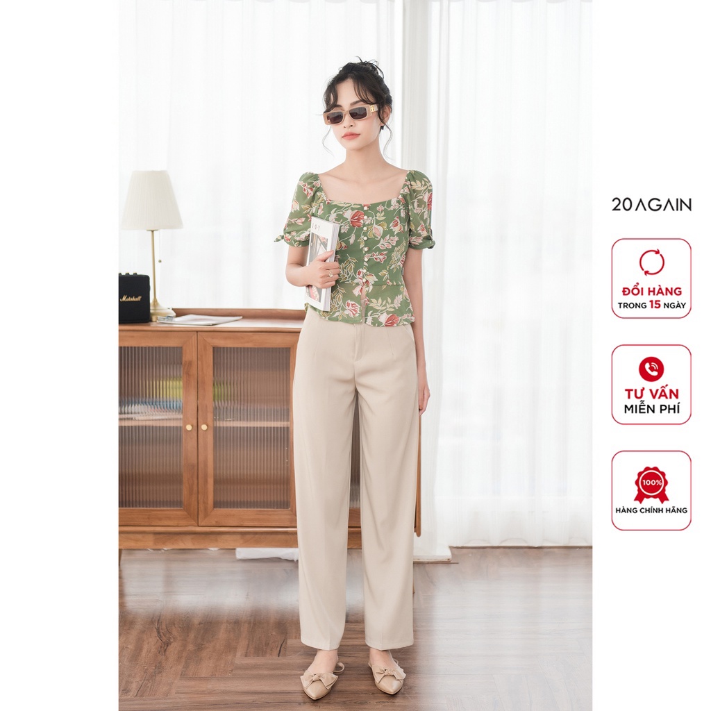 Áo sơ mi ngắn tay cúc bọc 20Again, thiết kế độc đáo, sành điệu ASA0078