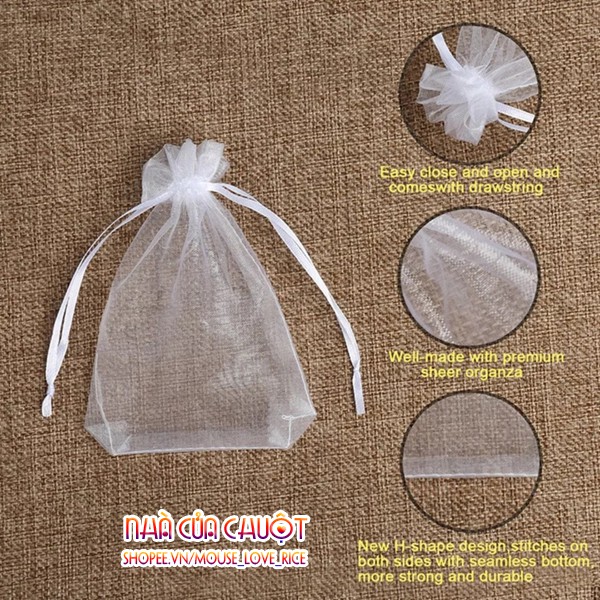 Túi thơm vải voan lưới màu trắng trơn trong suốt sang trọng kích thước 9x12cm làm quà tặng đám cưới sinh nhật