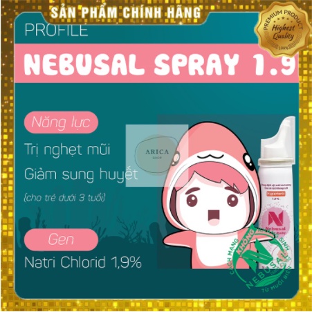 Xịt mũi nước muối ưu trương NEBUSAL SPRAY 1.9%, hộp 1 chai 50ml