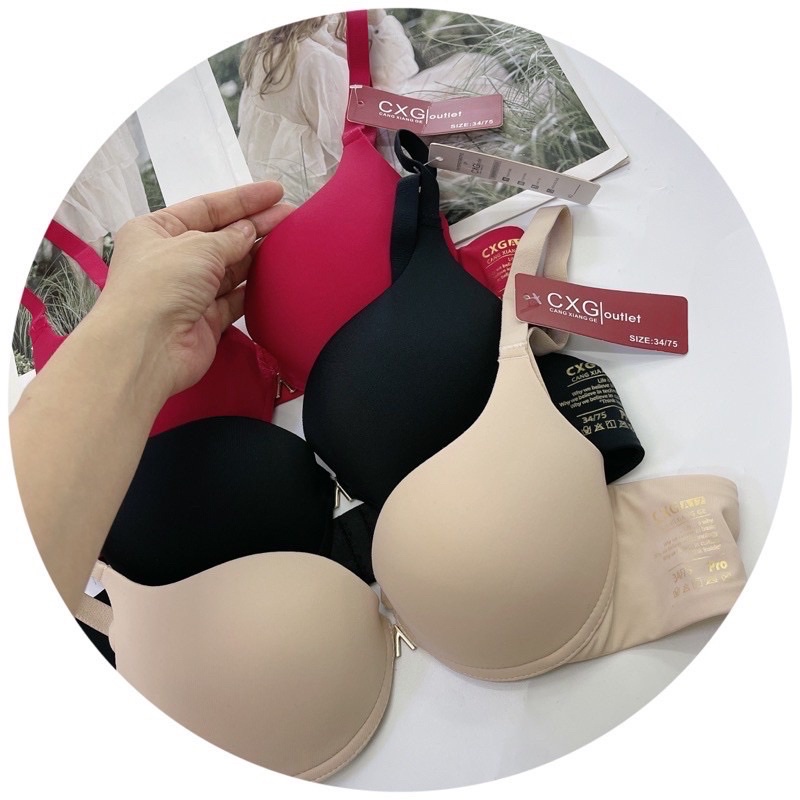 Áo Lót Nữ CXG A17 Siêu Đẩy Ngực, Mút Kép Trơn Có Gọng Nâng Ngực