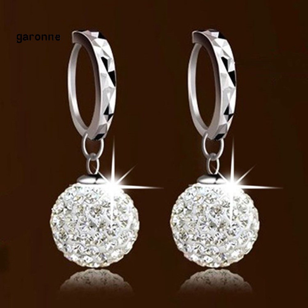GA_Fashion Charming Rhinestones Round Ball Drop Huggie Earrings Women Jewelry Gift