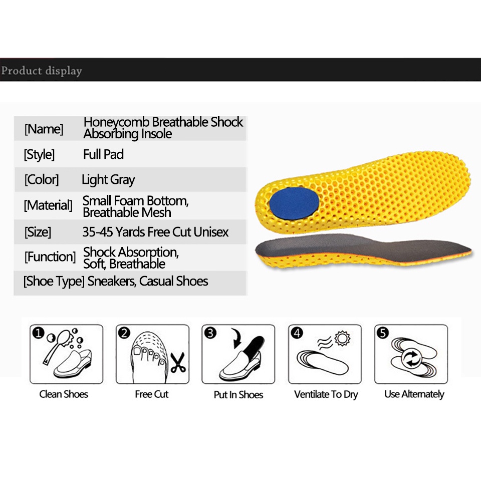 Đế lót giày thể thao DAYSELECT giảm xóc thấm hút mồ hôi thoáng khí cho nam và nữ
