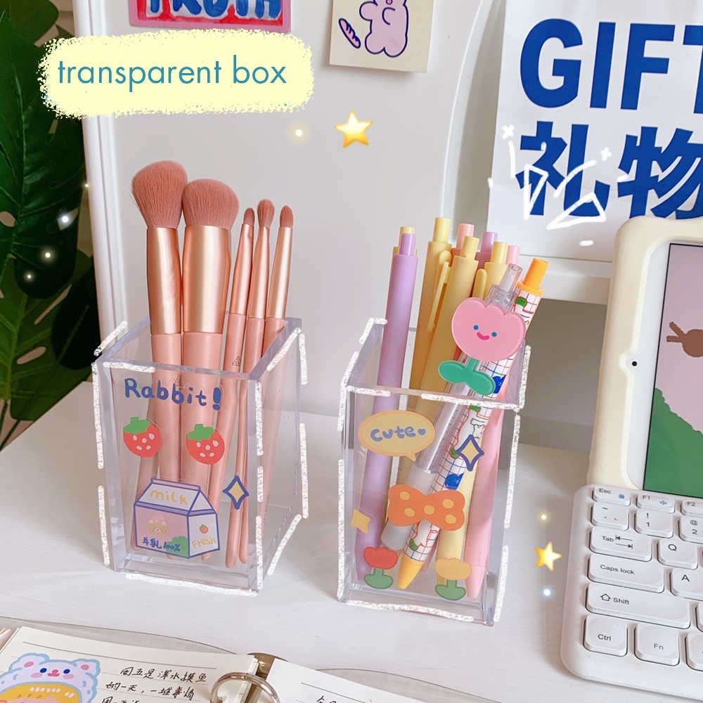 Ống Đựng Bút Để Bàn Trong Suốt Nhựa Cứng Acrylic Penholder