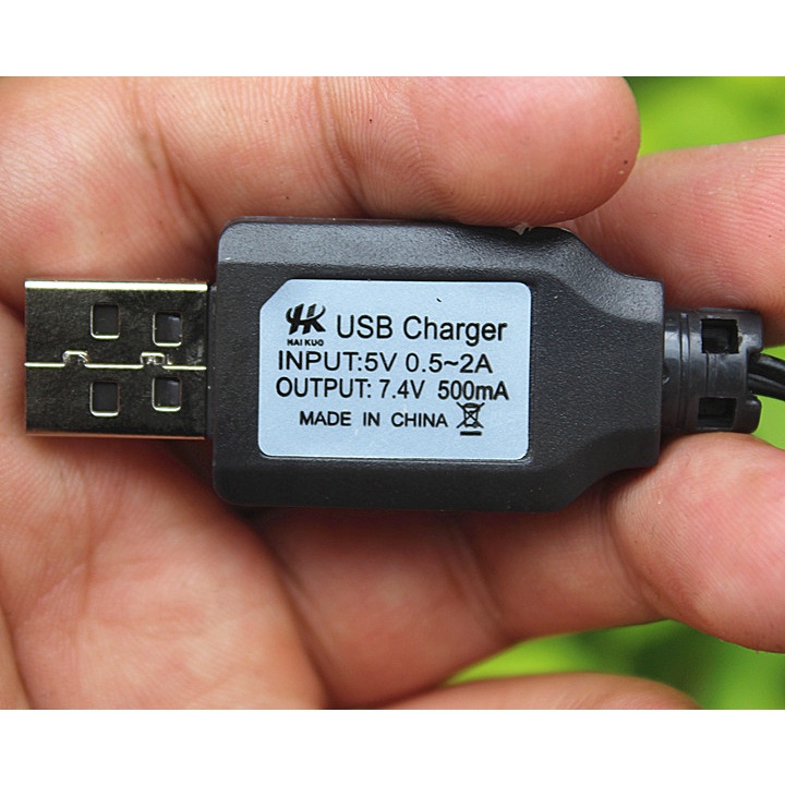 Cáp sạc pin lithium 7.4V nguồn usb