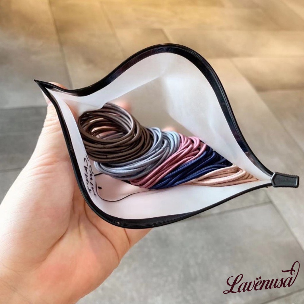 Dây buộc tóc chun cột tóc trơn nhiều màu túi zip 100 cái LAVENUSA CT07