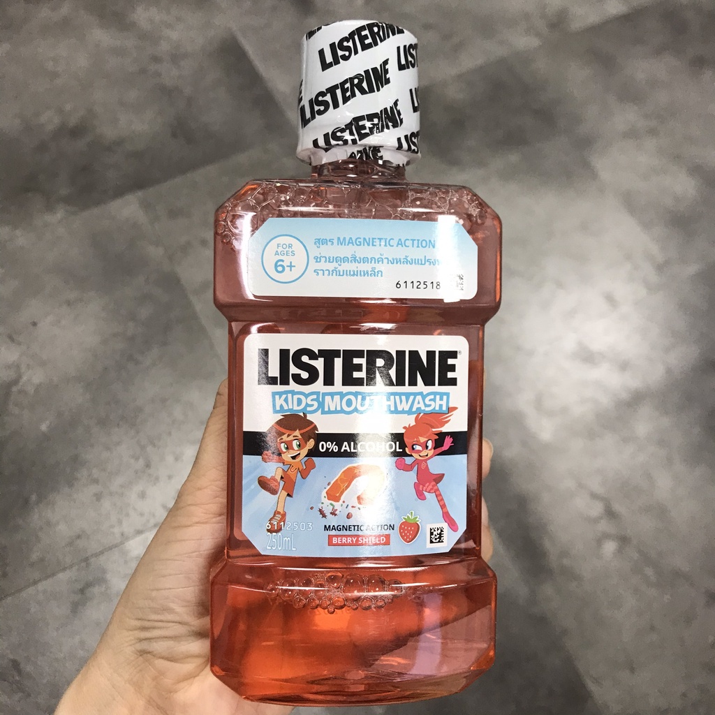 Nước súc miệng Listerine Kids Mouthwash 250ml (nước xúc miệng trẻ em không cồn dùng cho trẻ Trên 6 Tuổi)