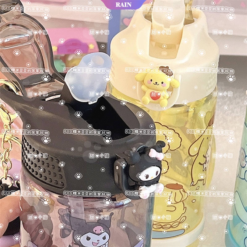 SANRIO Bình Nước 500ML Hình Cinnamoroll My Melody Pom Pom Có Nắp Và Ống Hút Trực Tiếp