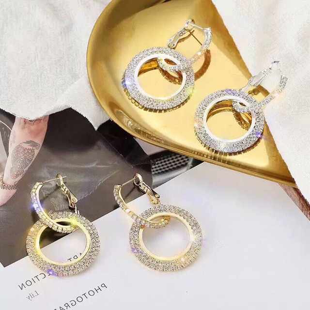 Bông tai nữ gắn đá Hàn Quốc