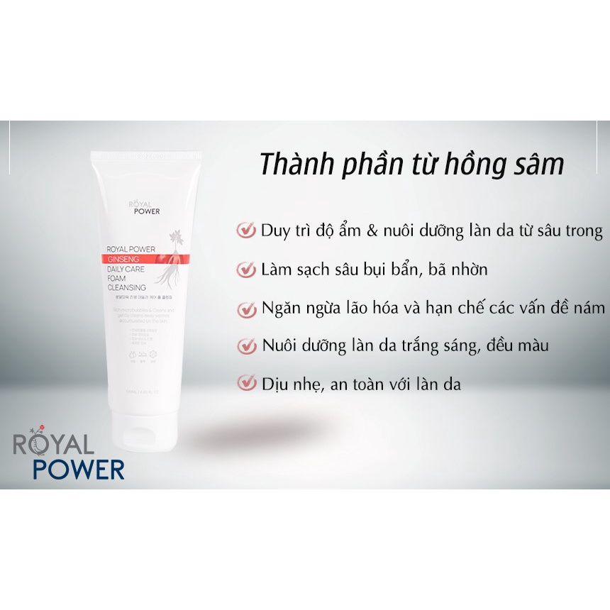 Sữa Rửa Mặt Ngăn Ngừa Lão Hóa, Trắng Da Hồng Sâm -  Royal Power Ginseng Daily Care Foam Cleansing 120ml