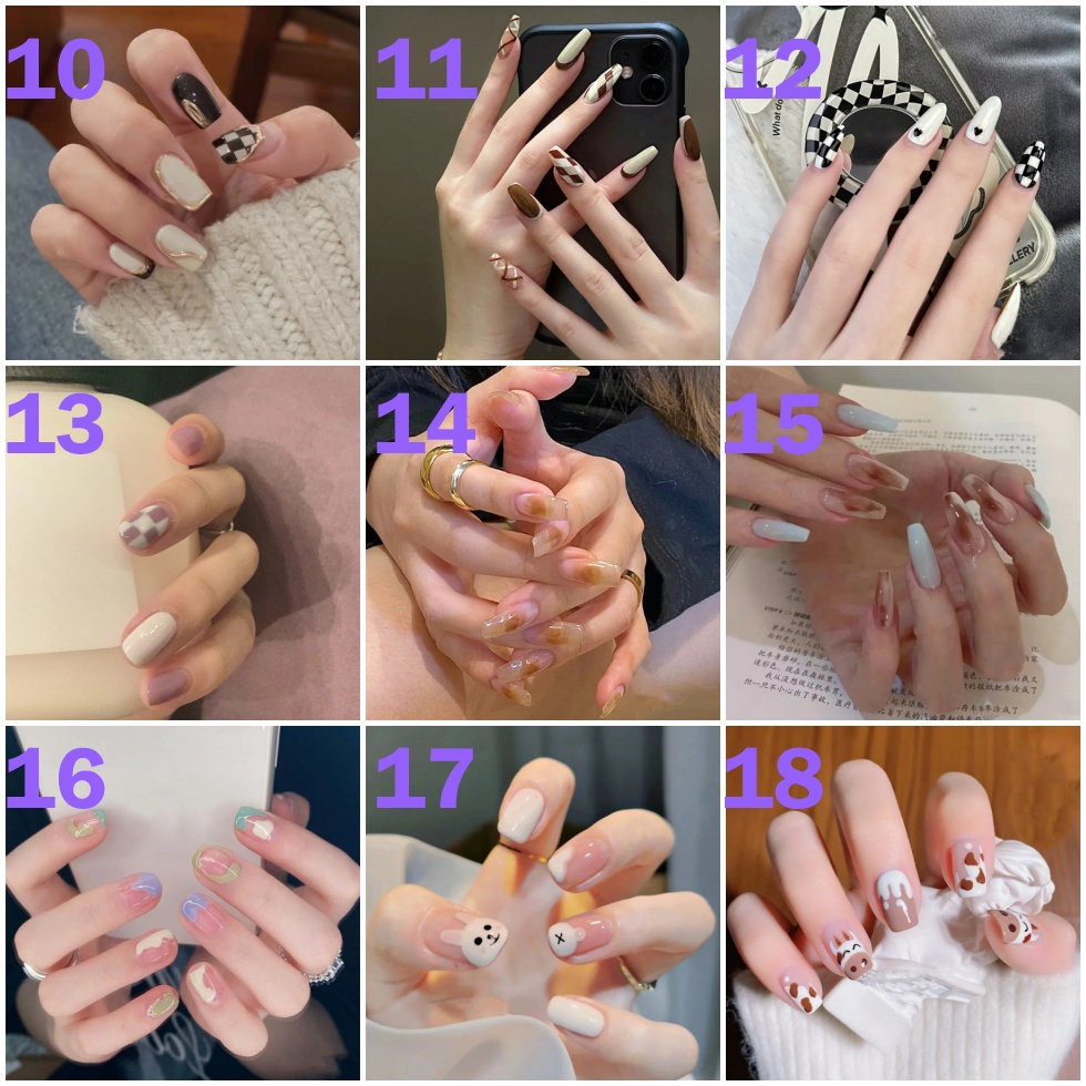 Set 24 Móng Tay Giả dài trong suốt đính nơ đá Gắn Nơ Xinh Xắn Thời Trang Cá Tính Cho Nữ móng giả đính nơ Kèm Keo Dán