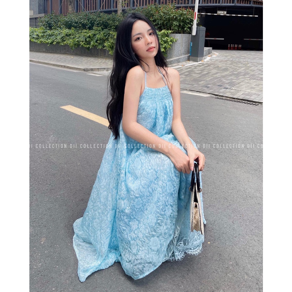 DII COLLECTION - Đầm ren thiết kế cổ yếm dạo biển hở lưng cao cấp